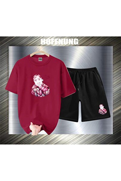 HOFFNUNG Unisex Casual Short Sleeve Set with Movie Actor Print Outdoor Spring...