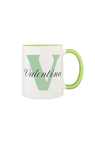 AFFIX THE DIFFERENT PERSPECTIVE Personalized mug, white with green interior a...