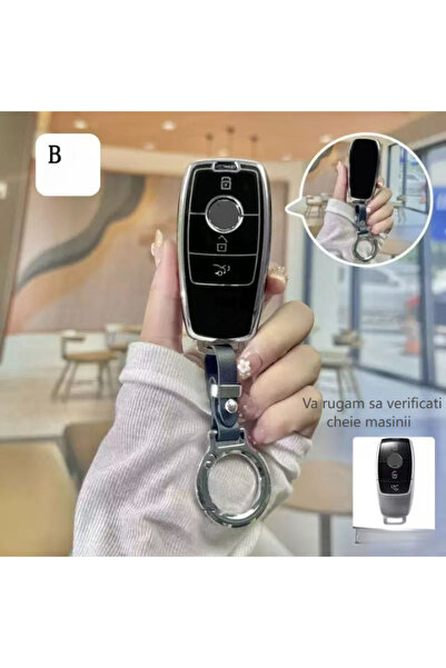 QGC 3-button car key cover, leather strap, metal ring, 0240