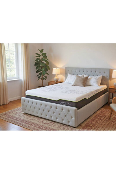 MarketMob Pat Bravo 160x200 cm Lada Depozitare Tapitat Catifea Gri Somiera In...