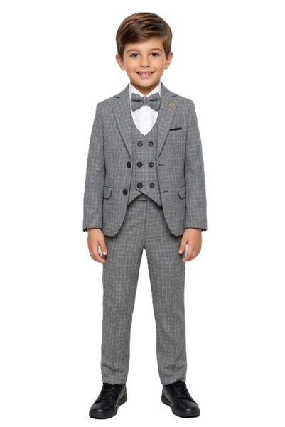 s.t. sebat tekstil Boy's Suit with Smoked Vest and Bow Tie
