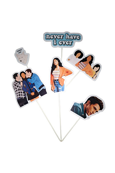 OEM Cardboard cake topper decoration, Never Have I Ever theme, birthday - 6 p...