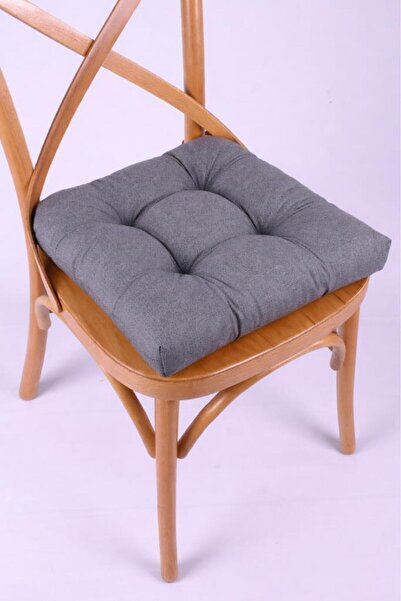 ALTINPAMUK Lina Anthracite Pofidik Chair Min Leather with Special Stitched La...