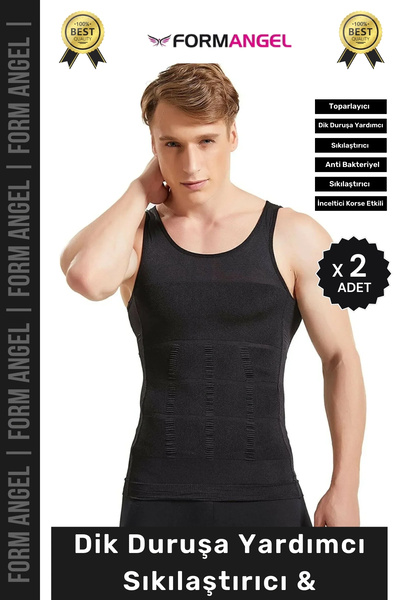 Carlburn # مشد للرجال لتصحيح وضعية الجسم وشد الخصر والصدر يبرز انحناءات الجسم...