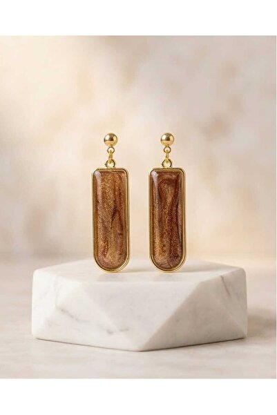 Dodemert Home Gold Glittery Polymer Clay & Epoxy Design Earrings (Stainless S...