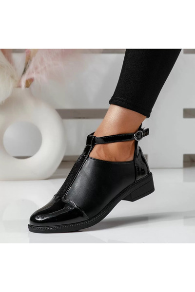 Zaira Γυναικεία μαύρα καθημερινά παπούτσια από οικολογικό δέρμα Kara # 24660