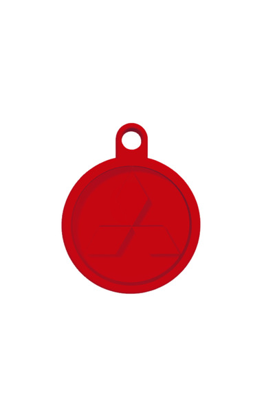 OEM Keychain, "MITSUBISHI", 60 X 49 mm red