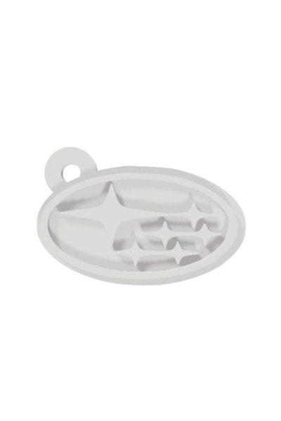OEM Keychain, "SUBARU", 27X 41 mm ivory white