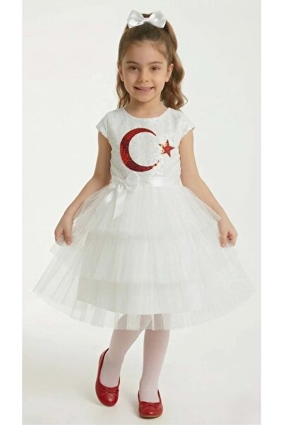 s.t. sebat tekstil Flag Dress for Girls White