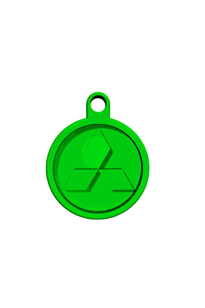 OEM Keychain, "MITSUBISHI", 60 X 49 mm green