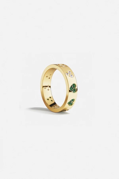 Apm Monaco Green & White Heart Ring