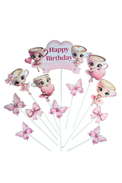 OEM Διακοσμητικά τούρτας από χαρτόνι, θέμα Μπαλαρίνα Καπουτσίνα, γενέθλια - 1...