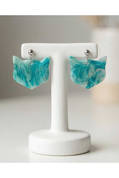 Dodemert Home Sea Wave Cat Polymer Clay & Epoxy Design Earrings (Stainless St...