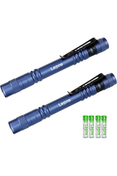 LEPRO LED Torch Battery Powered, 2 Pack Pen Torch with Clip - Small Flightlig...