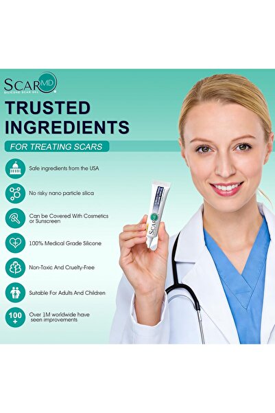 Aim جل سكار إم دي السيليكوني لعلاج الندبات 6 غرام، لعلاج الندبات الجدرية، وتخ...