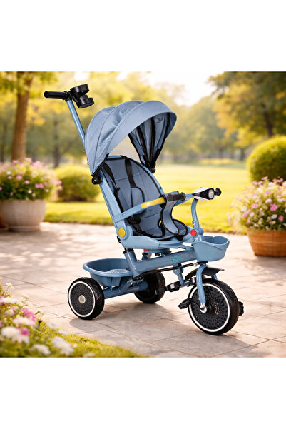 Selgot Tricicletă pentru copii 2 în 1, scaun rotativ la 360°, roți EVA, coper...