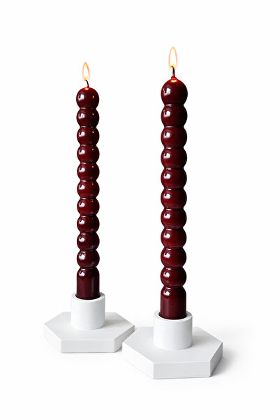 Daisyyartxstudio Bordo parlak iki adet şamdan mum bubble model