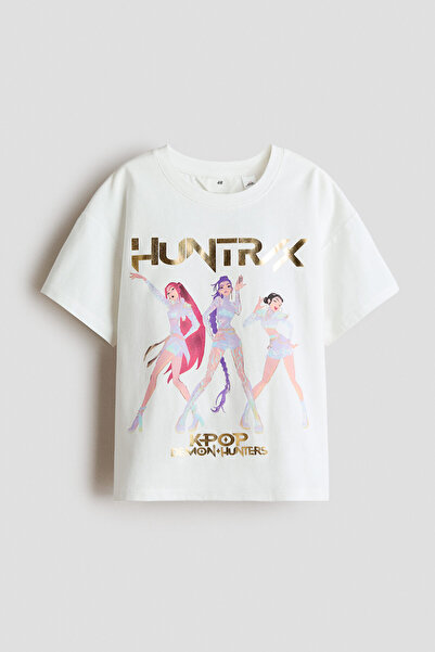 H&M Baskılı ve Pamuklu Tişört