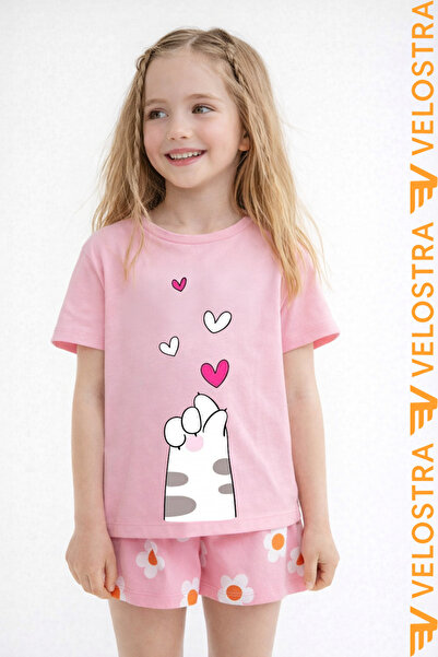 Velostra Girl's Cute Cat Paw Printed Oversized Comfortable Daily Use Combed C...