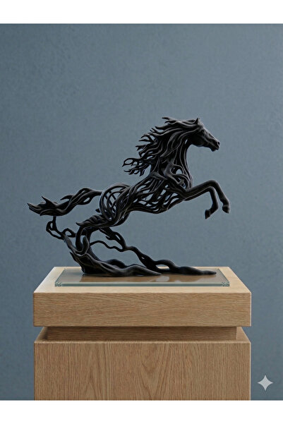 Baykuş Pazar 3D Tasarım Şahlanan At Figürü - Özgürlük Temalı Dekoratif Obje -...