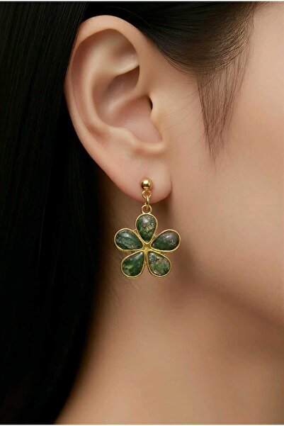 Dodemert Home Green Daisy Polymer Clay & Epoxy Design Earrings (Stainless Ste...