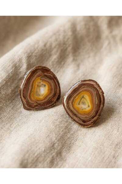 Dodemert Home Natural Stone Look Coffee Polymer Clay & Epoxy Design Earrings ...