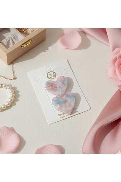 Daily Bazaar Ρομαντικό Σετ με 2 Κούμπωματα Κολλέτες με Παστέλ Σχέδιο Καρδιάς ...