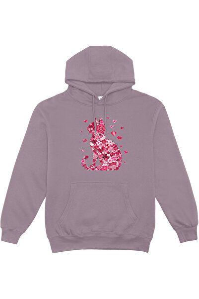 HoinarClothing Hanorac femei 80% bumbac oversize cu pisică inflorată