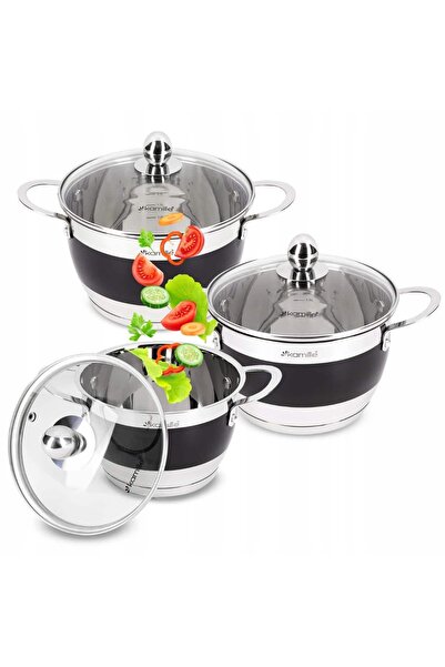Kamille 3-piece Pot Set (2.0 L / 2.7 L / 3.6 L), Stainless Steel, Induction C...