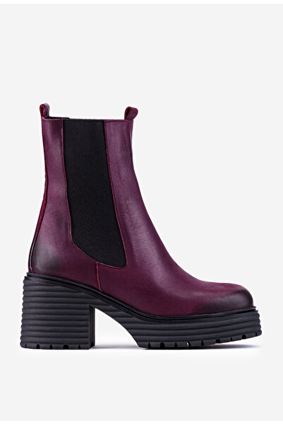 Dasha Women's ankle boots made of burgundy natural Leather with Stretchy