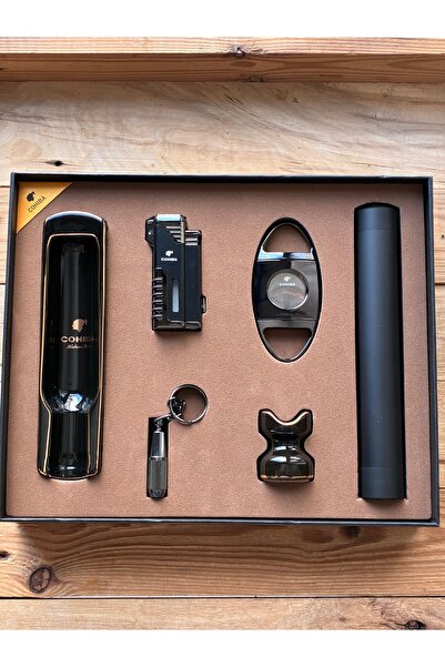 COHİBA Puro Seti 4 Pürmüz çakmak Delici Küllük Ayaklık Kesici Bıçak Seyahat T...