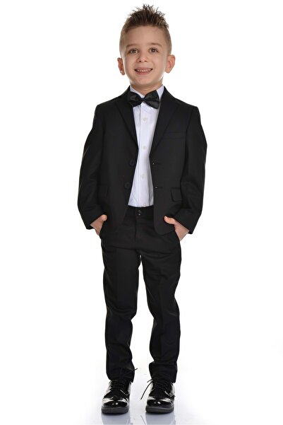 s.t. sebat tekstil Bow Tie Jacket for Boys Groom Suit Sb282 Black