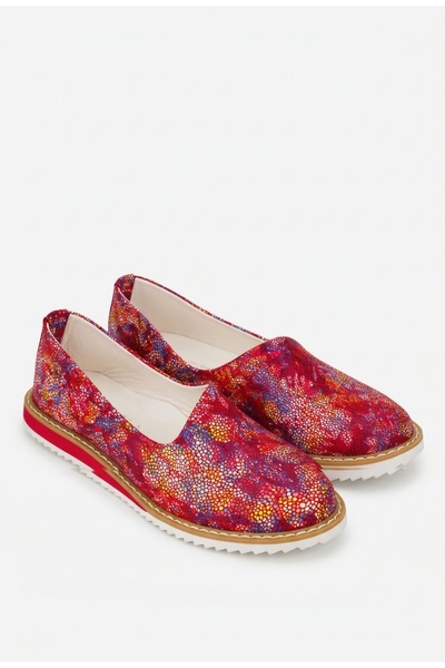 Dasha Balerini dama rosii cu detalii multicolore din piele