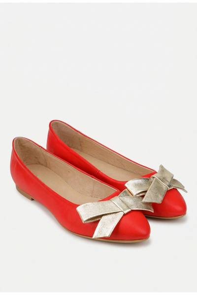 Dasha Balerini dama corai din piele cu funda aurie