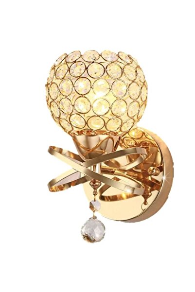 trandafi led Gold Crystal Wall Light 1xE27 Decorative Lamp with Transparent S...