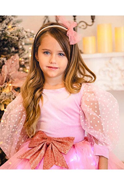 fustite cu luminite Pink Velvet Soft Bodysuit with Puffed Sleeves - 10-12 yea...