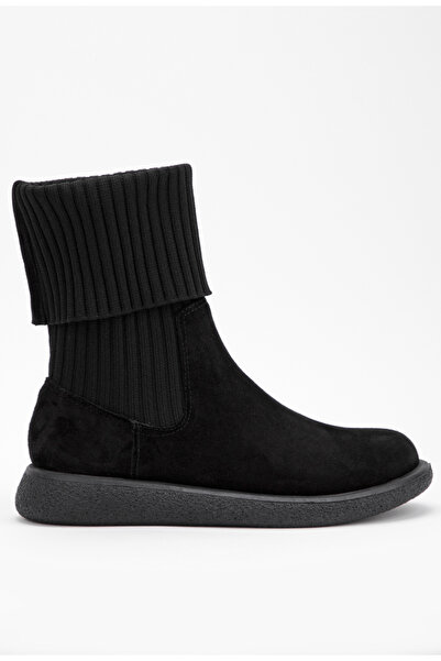 Dasha Ghete dama negre din piele intoarsa si material textil