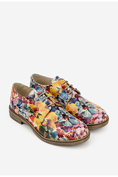 Dasha Pantofi dama din piele cu imprimeu floral multicolor