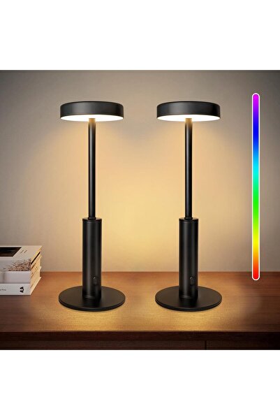 Smanos Pack of 2 LED Wireless Rechargeable Table Lamp, 3 Colours & 7 RGB Dimm...