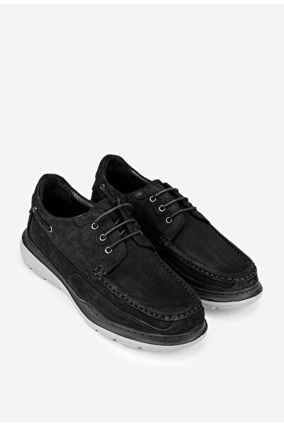 Dasha Men's black shoes made of natural nubuck Leather