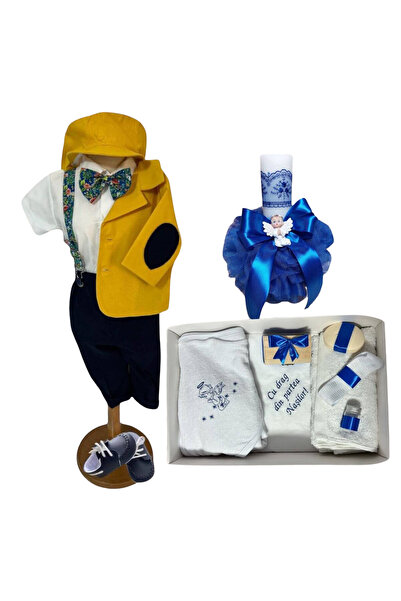 Your Baby Store Set complet botez baiat Alexandru galben mustar maneca scurta...