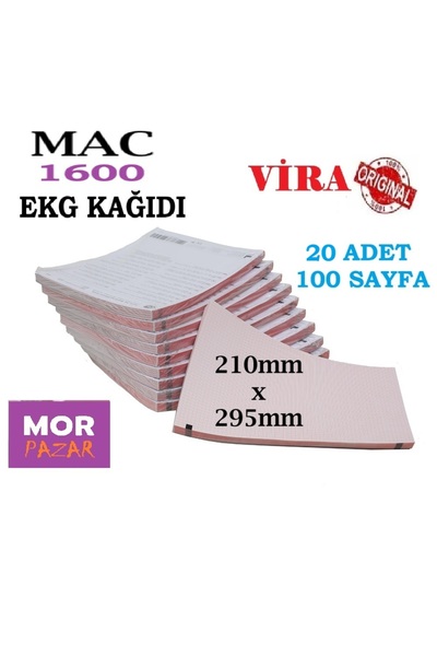 Vira Mac 1600 Ekg Cihazı Kağıdı 210mm x 295mm Z Katlama A4 - 20 Adet 100 Sayfa