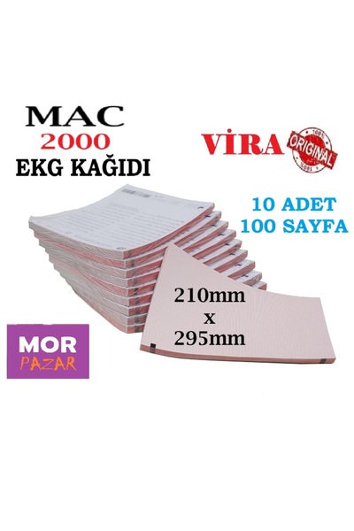 Vira Mac 2000 Ekg Cihazı Kağıdı 210mm x 295mm Z Katlama A4 - 10 Adet 100 Sayfa