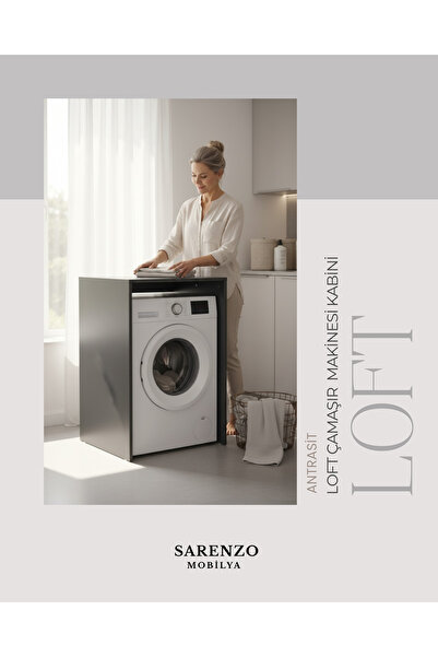 Sarenzo Loft Çamaşır Makinası Kabini (Antrasit)