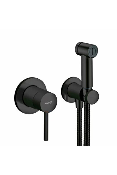 Kludi Dus igienic cu baterie negru mat Bozz cu agatatoare para furtun si baterie