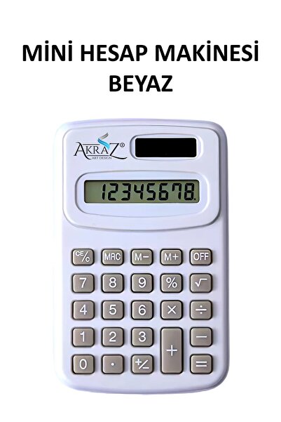 Akraz Art Design Mini Taşınabilir Renkli Hesap Makinesi BEYAZ Öğrenci Hesap M...