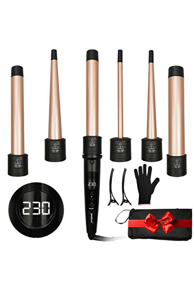 ewenta Ewenta® CURL PRO 6in1 Hair Curler, Ceramic Heads, LED, 80-230°C, Adjus...