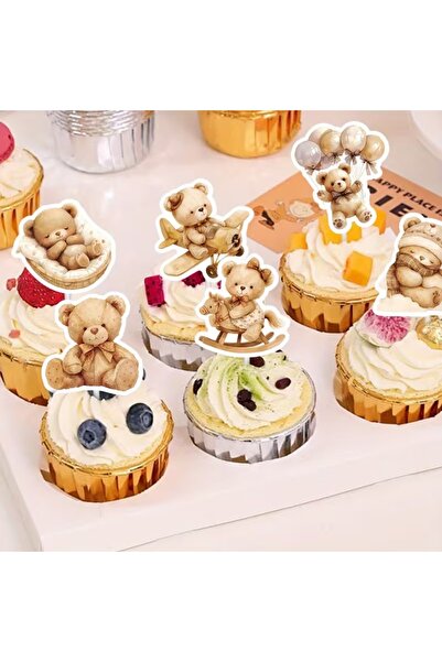 Generic Brand 30-Piece Teddy Bear Themed Cupcake Toothpick Decoration Birthda...