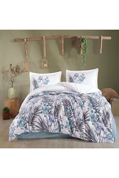 Pucioasa Double bed linen made of 100% cotton with leaves and flowers, Lilyum
