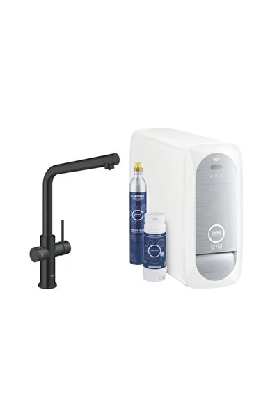 Grohe Blue Home kitchen faucet L-type spout and Starter Kit matte black